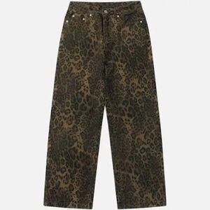 Aelfric Eden leopard print streetwear baggy jeans size 25w